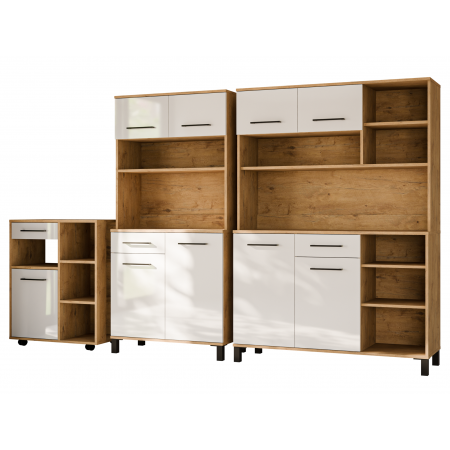 Szafka jezdna 70 cm ROLLER biały połysk / dąb lancelot LANA